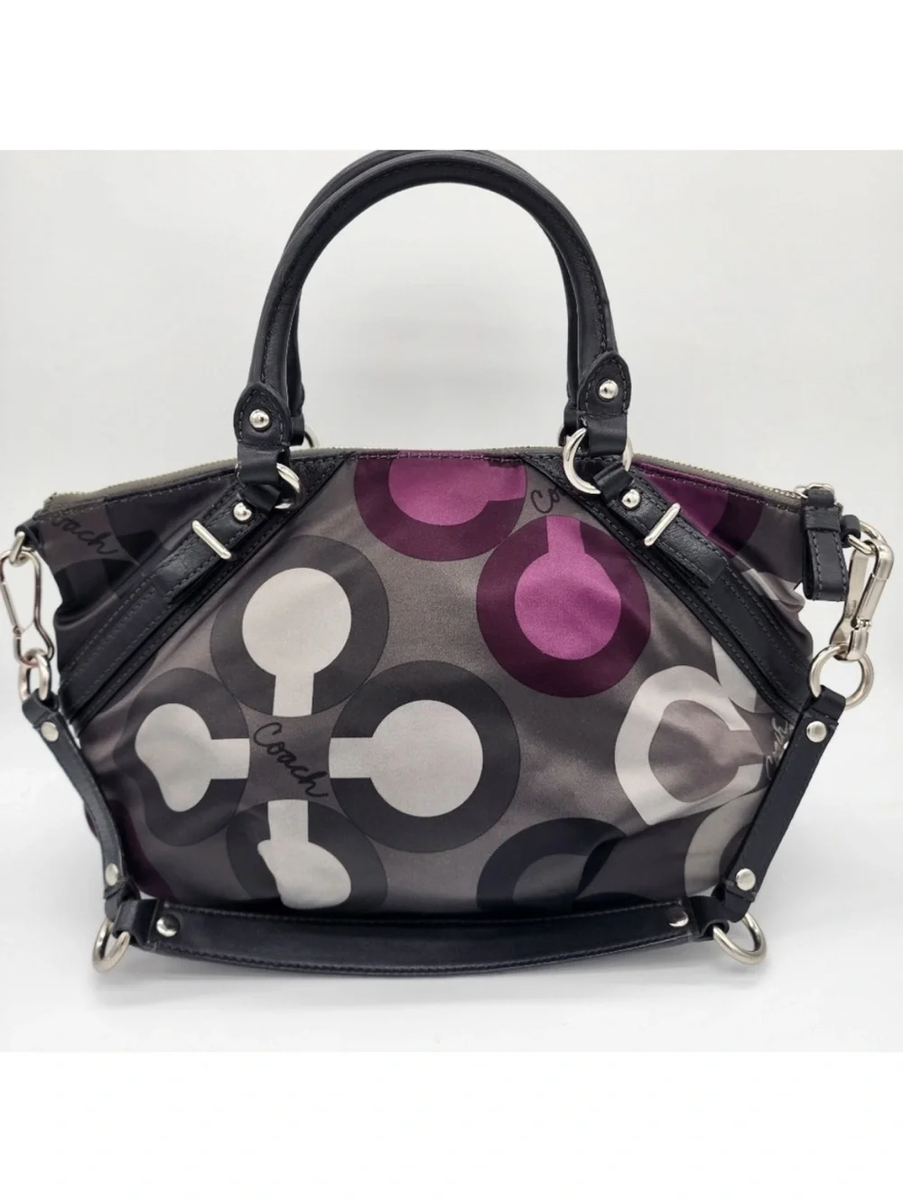 Vintage Coach Y2K Madison Sophia Sateen Multicolor Clover Satchel Bag + Wristlet